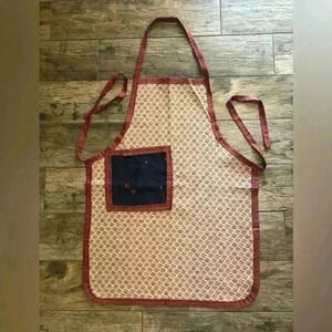 HANDMADE VTG UPHOLSTERY CANVAS FABRIC STANDARD SIZE RED FLOWERS CHERRY PRINT